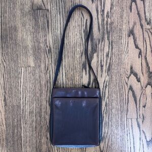 Nine West 90s Brown Leather Satchel Mini Hobo Shoulder Bag